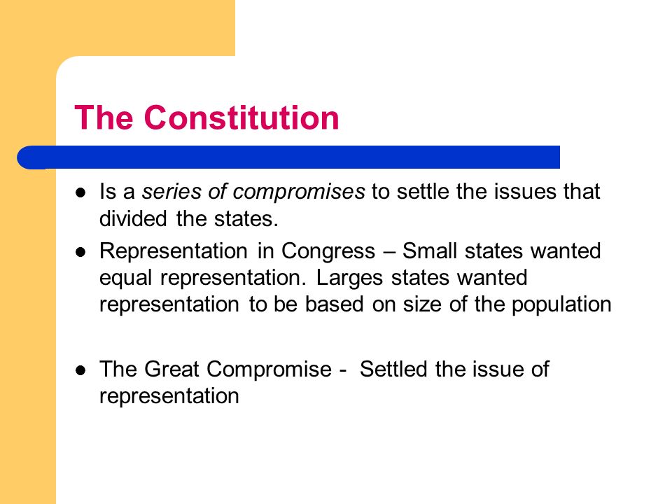 The great compromise and how representation of the states in congress is determined